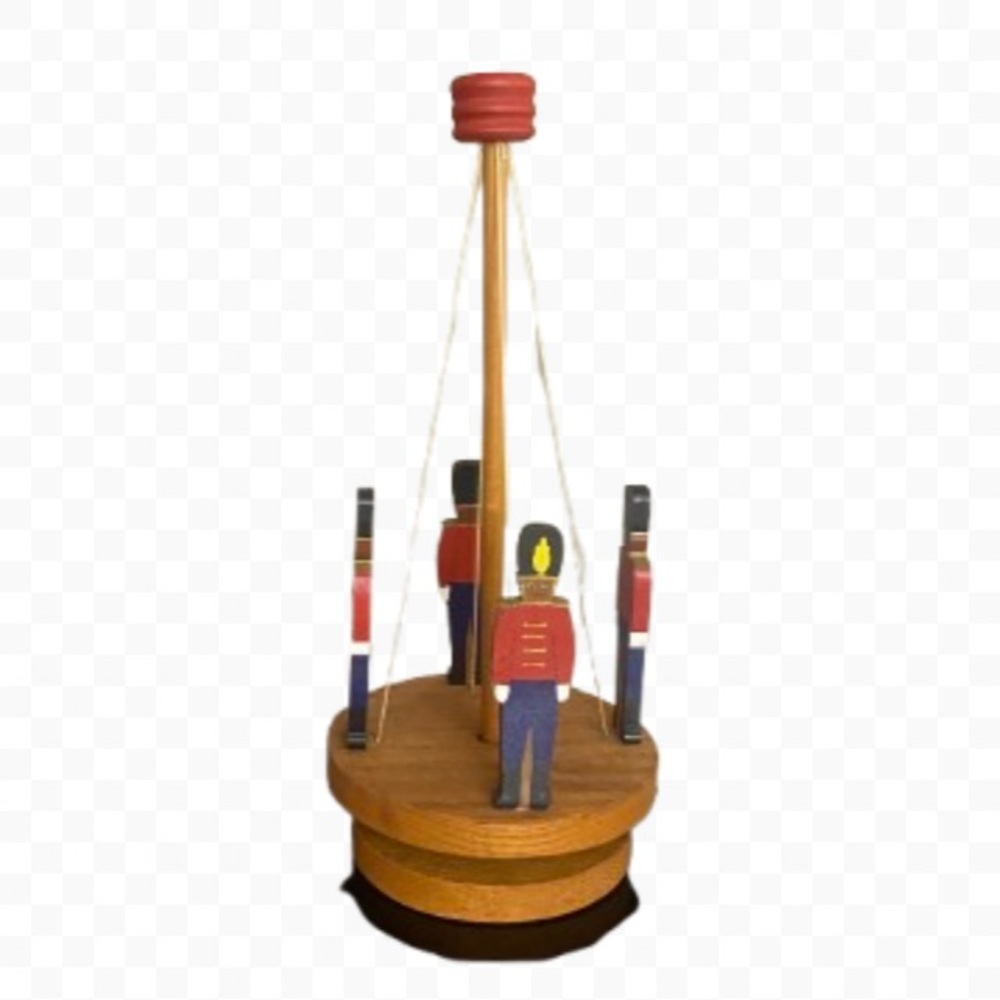 Rare Vintage Handmade Wooden Carousel Maypole Toy Figurine Spinning - Picture 10 of 11